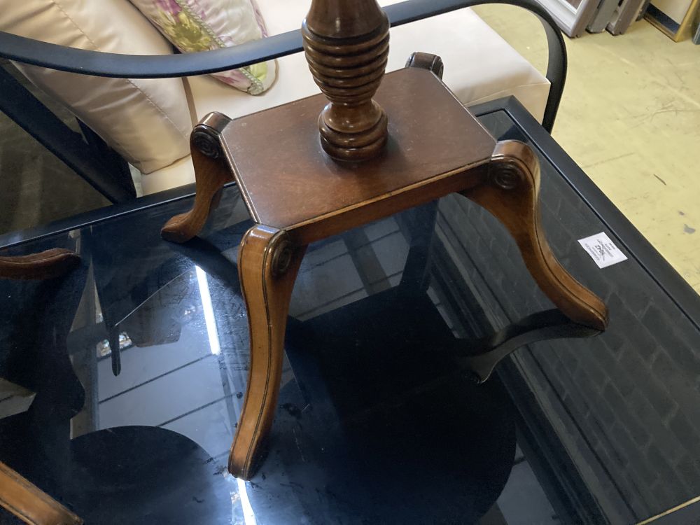 A pair of Regency style mahogany oval galleried wine tables, width 45cm, depth 37cm, height 47cm